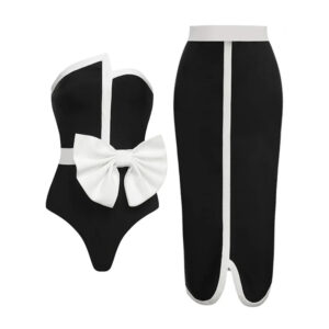 Ensemble maillot de bain chic 2-en-1 pièces jupe longue