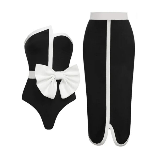 Ensemble maillot de bain chic 2-en-1 pièces jupe longue