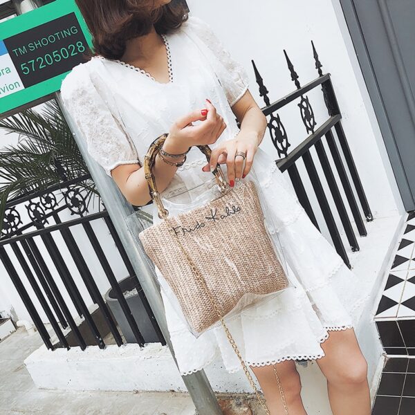 Mini Sac Cabas Bohème Chic – Anses Bambou & Détails Brodés – Image 4