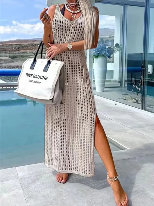 Robe Longue Ajourée de Plage – Élégance Soleil – Image 7