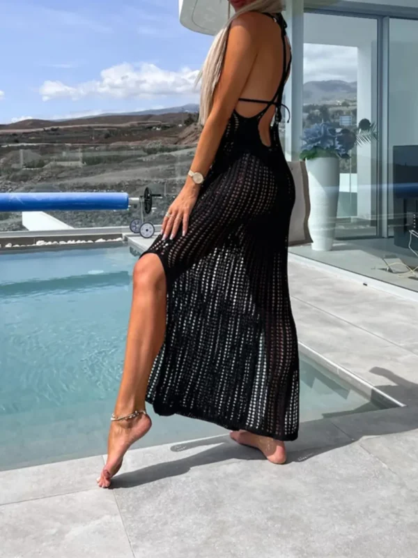 Robe Longue Ajourée de Plage – Élégance Soleil – Image 11