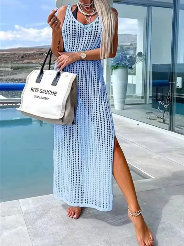 Robe Longue Ajourée de Plage – Élégance Soleil – Image 4