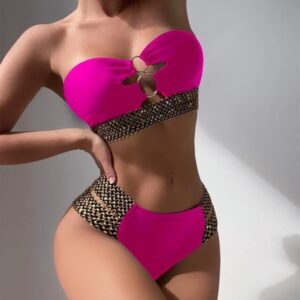 Maillot 2 pièces “Queen Ébène” – Glam Taille Haute et Détails Brillants