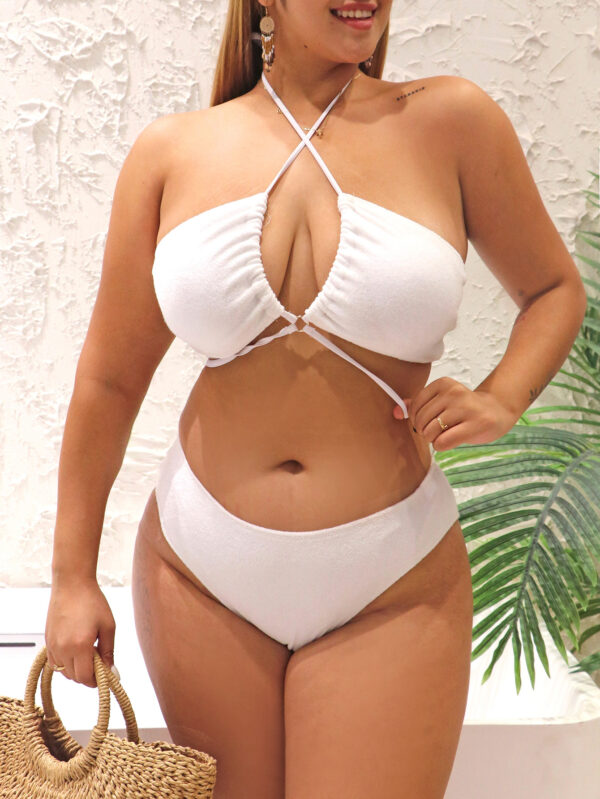 Maillot 2 pièces “Luna Blanche” – Chic Croisé & Taille Haute – Image 2