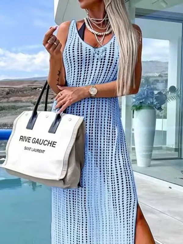 Robe Longue Ajourée de Plage – Élégance Soleil – Image 5