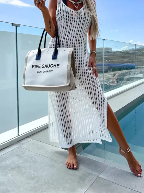 Robe Longue Ajourée de Plage – Élégance Soleil – Image 15